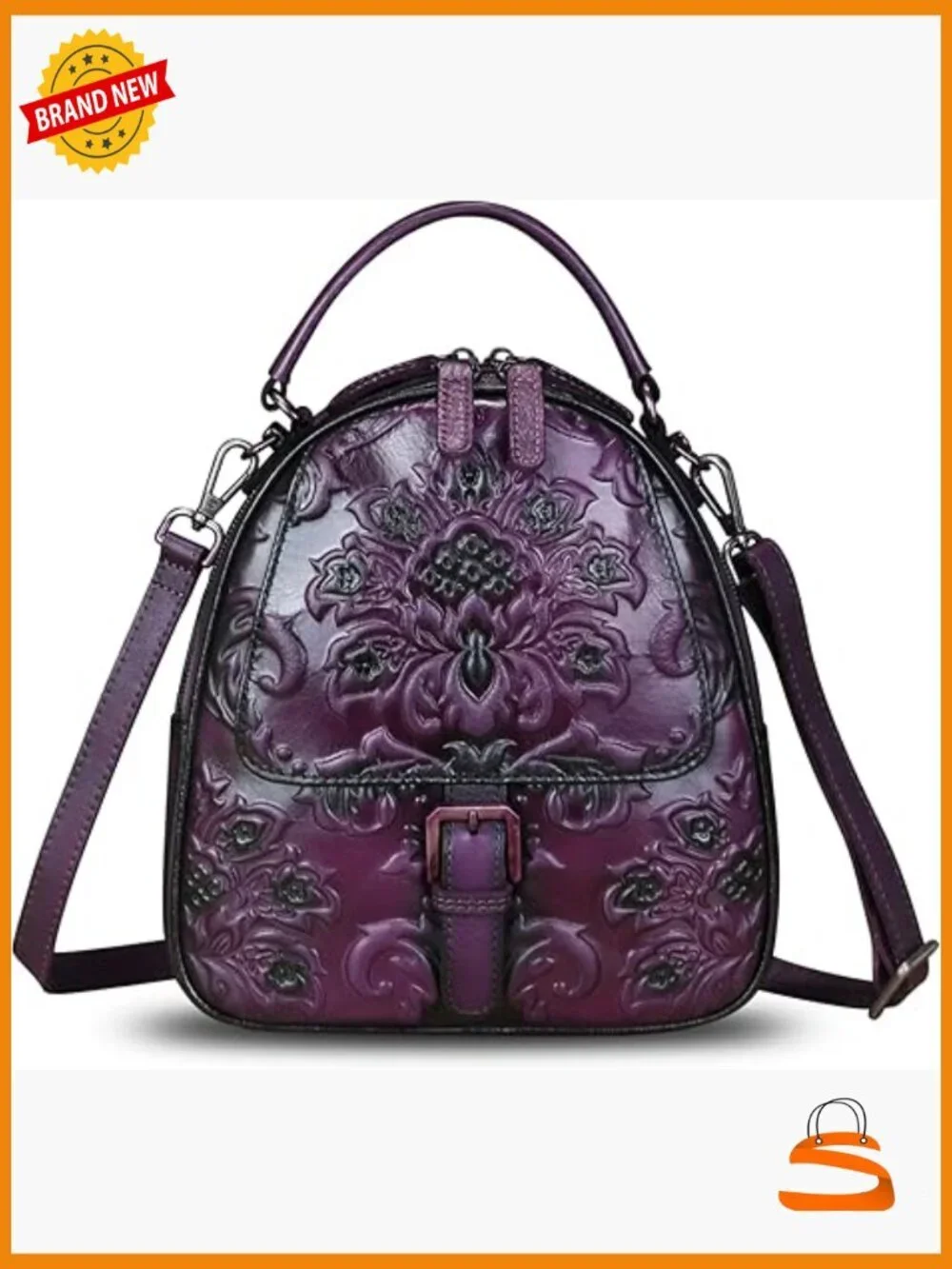 Genuine Leather Backpack Crossbody Shoulder Bag Vintage Rucksack Daypack